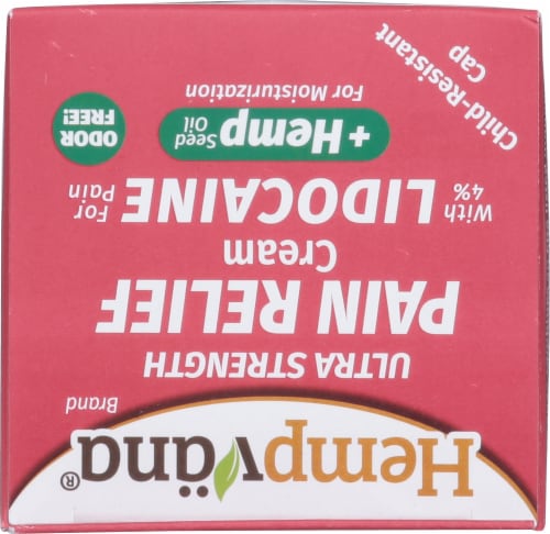 Hempvana Ultra Strength Lidocaine + Hemp Seed Oil Pain Relief Cream Perspective: top