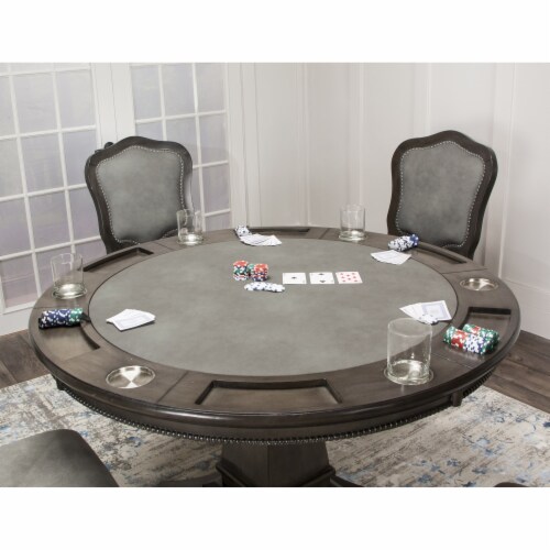 Sunset Trading 48  Round Vegas Dining and Poker Table | Reversible Game Top | Gray Wood Perspective: top