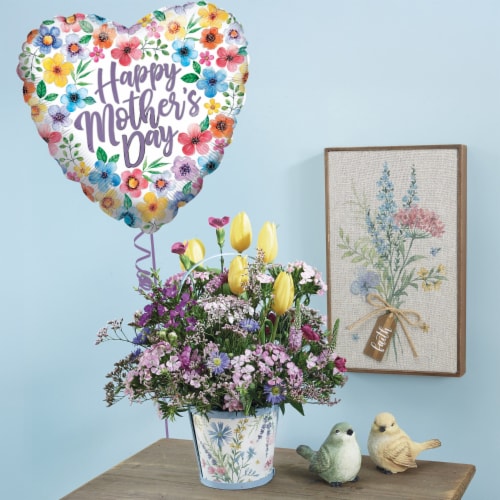 Classic Flowers Mother's Day Helium Filled Balloon Perspective: top