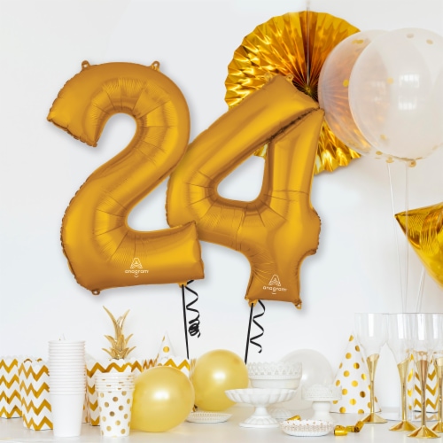 GOLD NUMBER 7 Helium Filled Balloon - 34 inches BIG Perspective: top