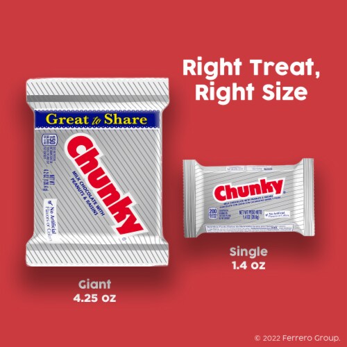 Chunky Milk Chocolate with Peanuts and Raisins Individually Wrapped Candy Bar Perspective: top