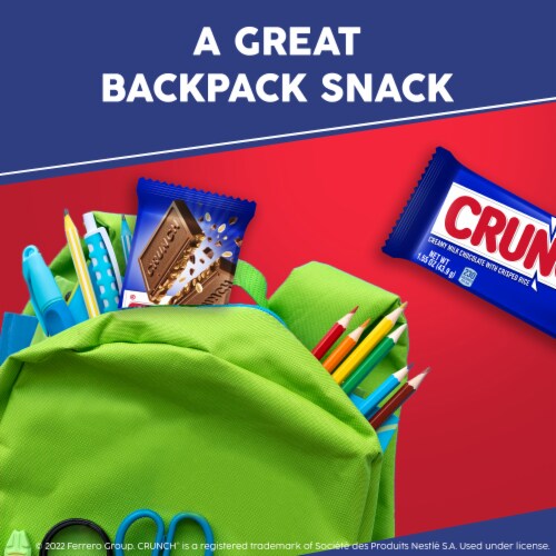 CRUNCH Milk Chocolate and Crisped Rice Full Size Candy Bar White Elephant Gifts Perspective: top