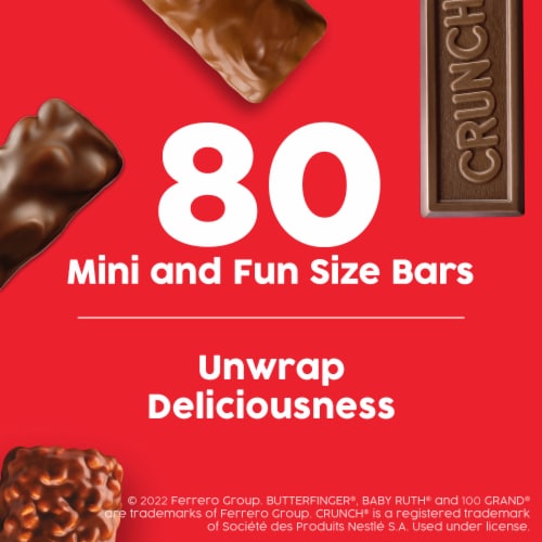 Butterfinger CRUNCH Baby Ruth and 100 Grand Assorted Mini and Fun Size Candy Bars Halloween Candy Perspective: top