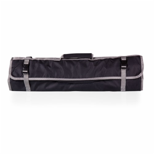3-Piece BBQ Tote & Grill Set, Black with Gray Accents Perspective: top