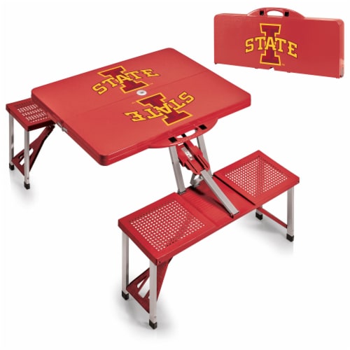 Iowa State Cyclones - Picnic Table Portable Folding Table with Seats Perspective: top