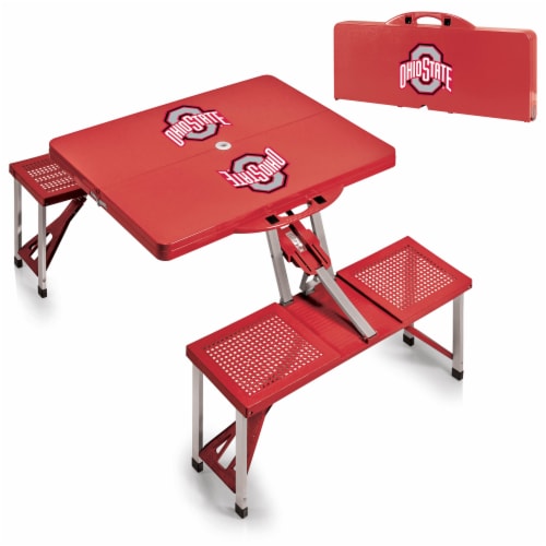 Ohio State Buckeyes - Picnic Table Portable Folding Table with Seats Perspective: top
