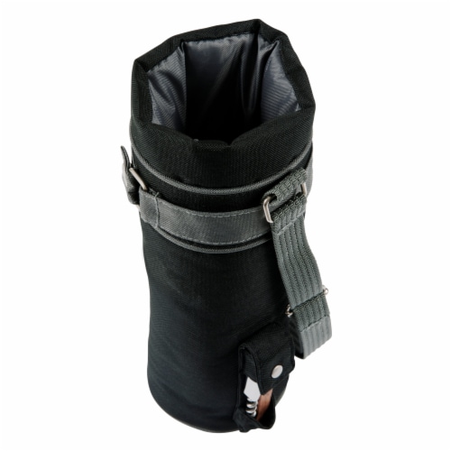 Wine Sack Beverage Tote, Black with Gray Accents Perspective: top
