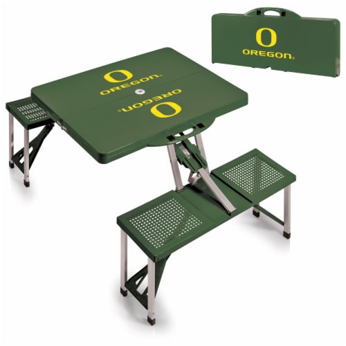Oregon Ducks - Picnic Table Portable Folding Table with Seats Perspective: top