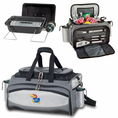 Kansas Jayhawks - Vulcan Portable Propane Grill & Cooler Tote Perspective: top