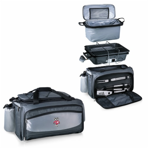 Wisconsin Badgers - Vulcan Portable Propane Grill & Cooler Tote Perspective: top
