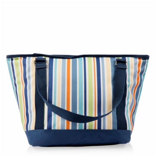 Topanga Cooler Tote Bag, Sky Blue with Multi Stripe Pattern Perspective: top