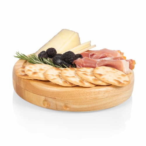 Brie Cheese Cutting Board & Tools Set, Rubberwood Perspective: top