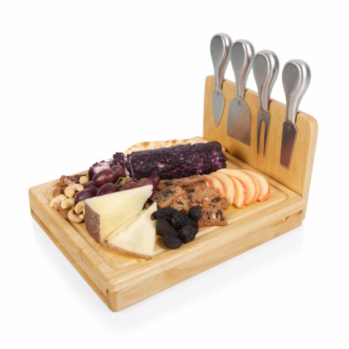 Asiago Cheese Cutting Board & Tools Set, Rubberwood Perspective: top