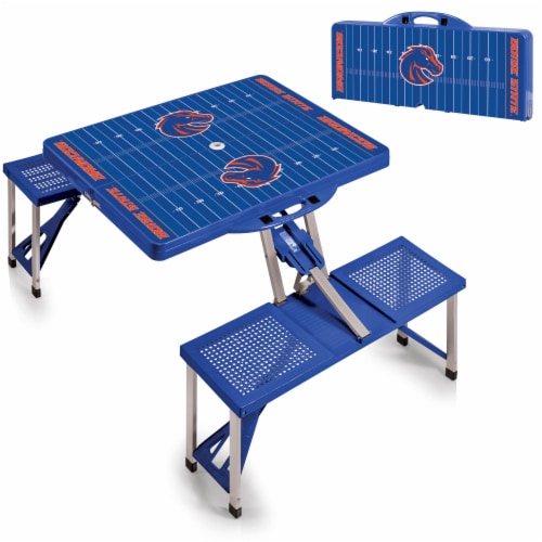 Boise State Broncos - Picnic Table Portable Folding Table with Seats Perspective: top