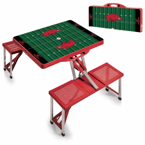 Arkansas Razorbacks - Picnic Table Portable Folding Table with Seats Perspective: top