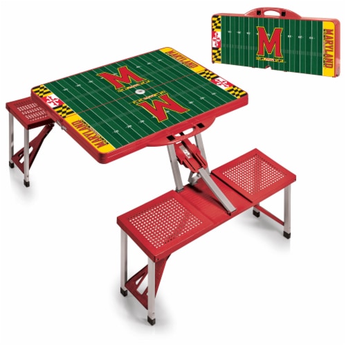 Maryland Terrapins - Picnic Table Portable Folding Table with Seats Perspective: top