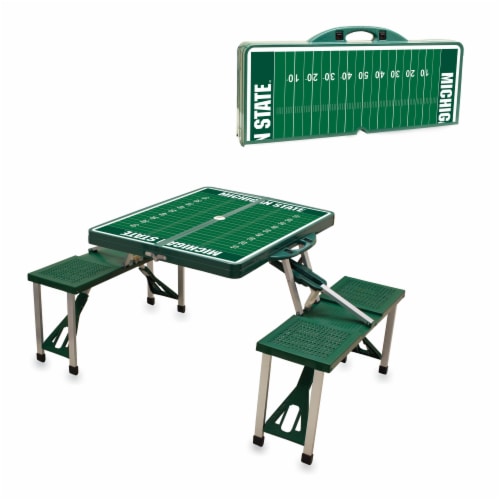 Michigan State Spartans - Picnic Table Portable Folding Table with Seats Perspective: top