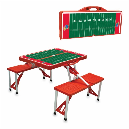 Kansas Jayhawks - Picnic Table Portable Folding Table with Seats Perspective: top