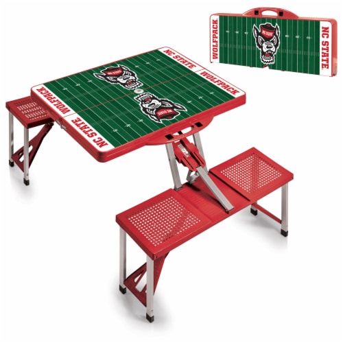 NC State Wolfpack - Picnic Table Portable Folding Table with Seats Perspective: top