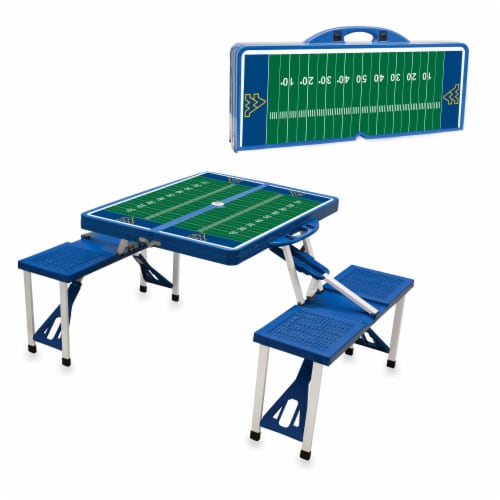 West Virginia Mountaineers - Picnic Table Folding Table with Seats Perspective: top