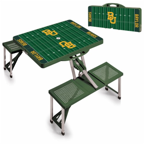 Baylor Bears - Picnic Table Portable Folding Table with Seats Perspective: top