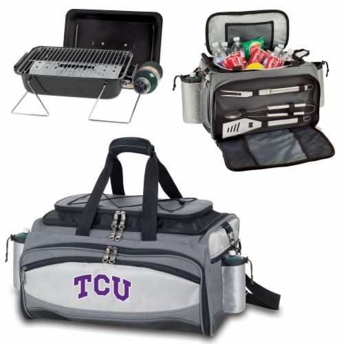 TCU Horned Frogs - Vulcan Portable Propane Grill & Cooler Tote Perspective: top
