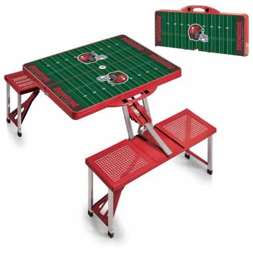 Tampa Bay Buccaneers - Picnic Table Portable Folding Table with Seats Perspective: top