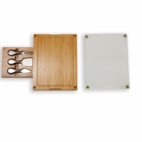 Concerto Glass Top Cheese Cutting Board & Tools Set, Bamboo Perspective: top