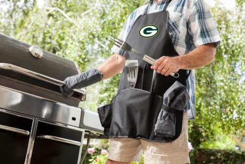 Green Bay Packers BBQ Apron Tote Pro Set with Tools Perspective: top
