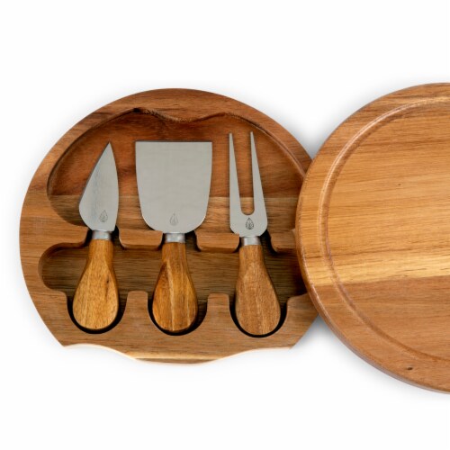 Acacia Brie Cheese Cutting Board & Tools Set, Acacia Wood Perspective: top
