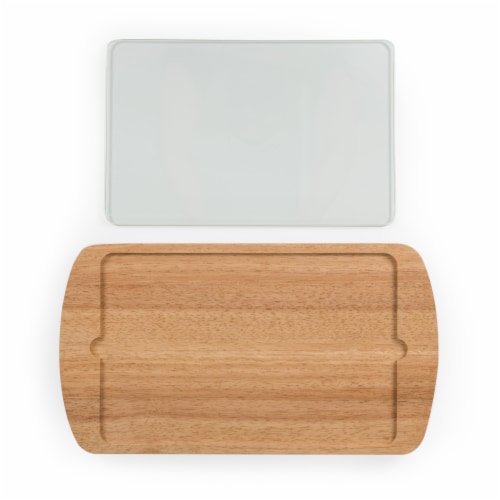 Billboard Glass Top Serving Tray, Rubberwood Perspective: top