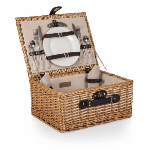 Classic Picnic Basket, Beige Canvas Perspective: top
