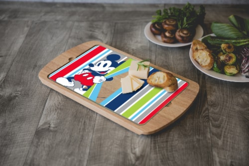 Disney Mickey Mouse - Billboard Glass Top Serving Tray, Rubberwood Perspective: top