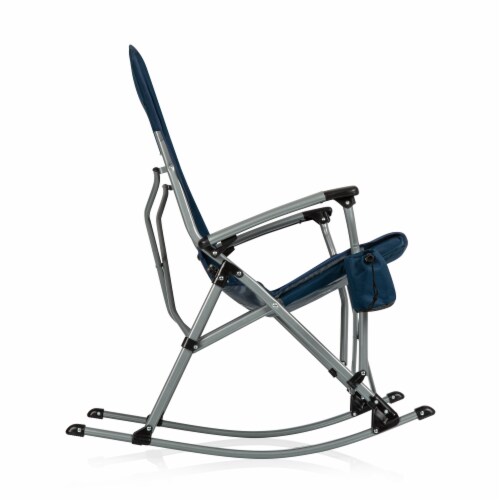 Outdoor Rocking Camp Chair, Navy Blue Perspective: top
