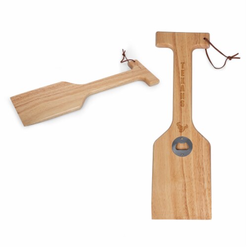 Houston Texans - Hardwood BBQ Grill Scraper with Bottle Opener Perspective: top