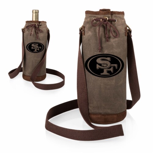 San Francisco 49ers - Waxed Canvas Wine Tote Perspective: top