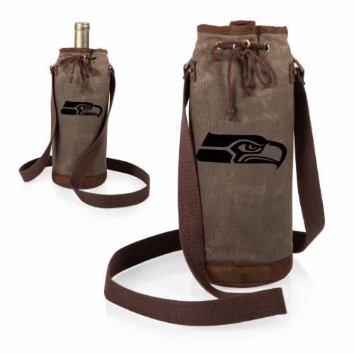 Seattle Seahawks - Waxed Canvas Wine Tote Perspective: top