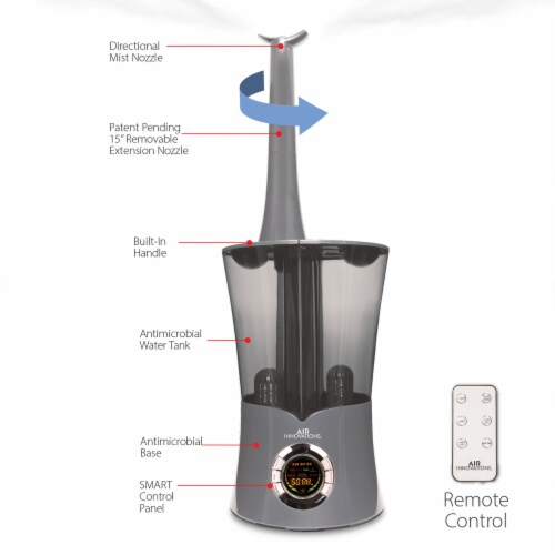 Air Innovations 2.15 Gal. Tank Ultrasonic Cool Mist Digital Humidifier, Platinum Perspective: top
