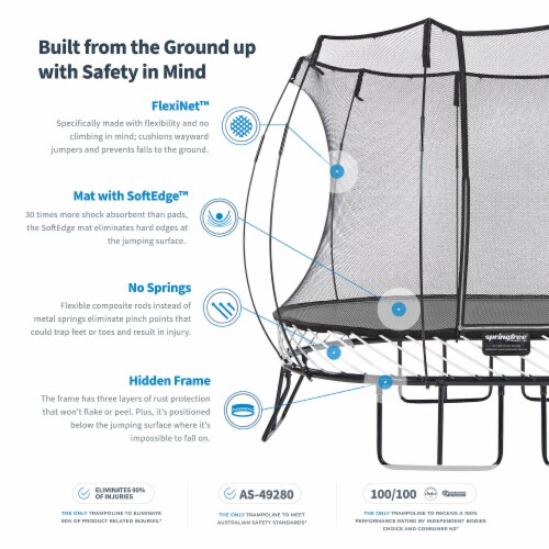 Springfree Trampoline Kids Outdoor Medium Oval 8 x 11' Trampoline with Enclosure Perspective: top