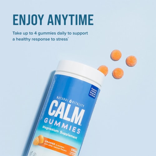 Natural Vitality CALM Orange Flavored Magnesium Supplement Gummies Perspective: top