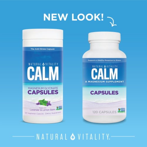 Natural Vitality CALM Magnesium Glycinate Supplement Capsules Perspective: top