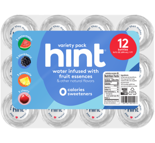 Hint® Variety Flavored Bottled Water Perspective: top