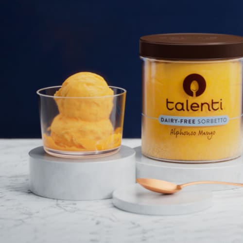 Talenti Sorbetto Alphonso Mango, a Non-Dairy Ice Cream Alternative with Non-GMO Ingredients, 1 Pint Perspective: top