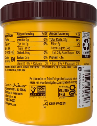 Talenti Sorbetto Alphonso Mango, a Non-Dairy Ice Cream Alternative with Non-GMO Ingredients, 1 Pint Perspective: top