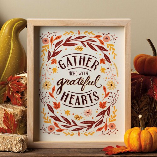 Home Decor Gather Here Box Sign Wood Fall Greatful 109910 Perspective: top