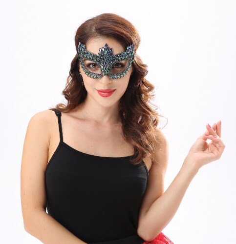 Seasons Adult Cat Kit Jewel Mask - Purple Perspective: top