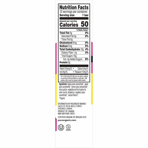 Pure Organic Layered Fruit Bars Raspberry Lemonade Perspective: top