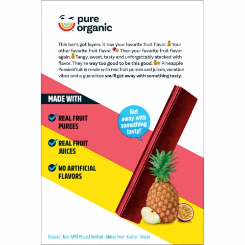 Pure Organic Pineapple Passionfruit Fruit Bars Perspective: top