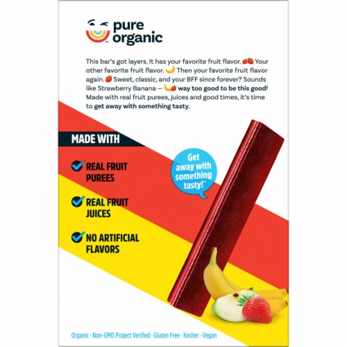 Pure Organic Strawberry Banana Layered Fruit Bars Perspective: top