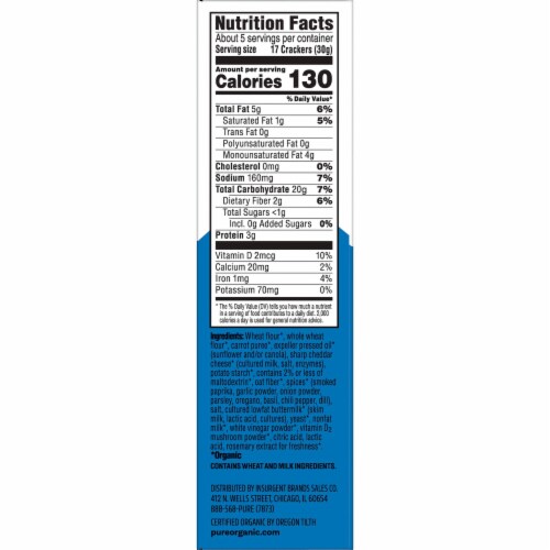 Kellogg's® Pure Organic Garden Ranch Snack Crackers Made with Cheese and Veggies Perspective: top